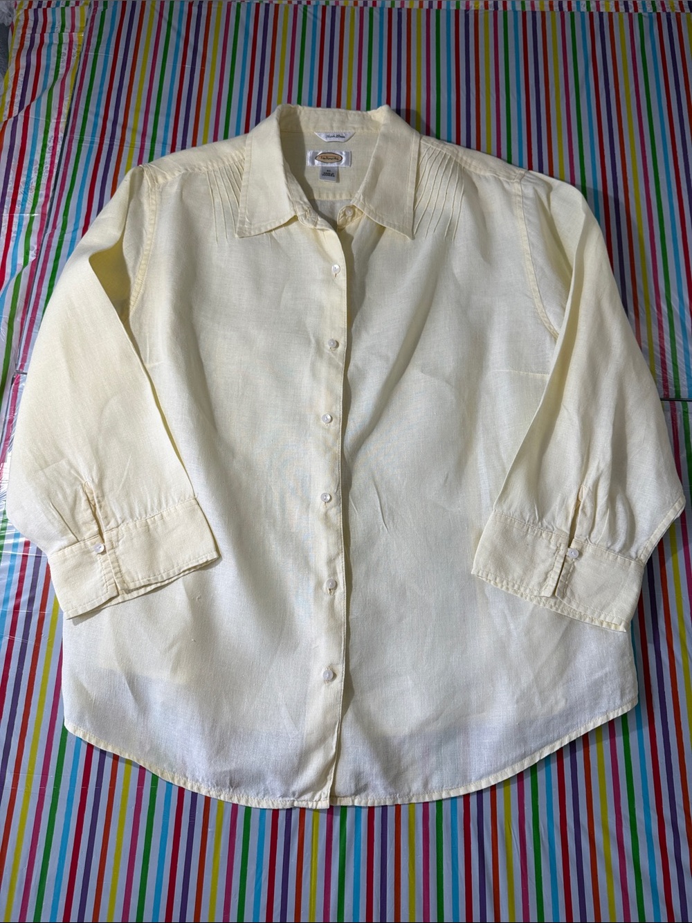 Talbots Soft Lemon Button-Up Collared Blouse - Picture 5 of 12